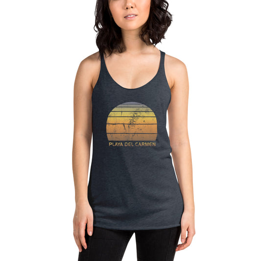 Retro Playa Del Carmen Mexico Mexican Beach Vacation Souvenir Women's Racerback Tank Top