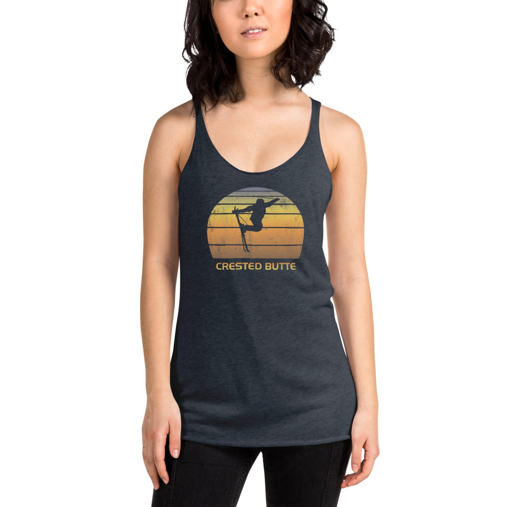 Cool Retro Crested Butte Colorado Skiing Ski Fan Women's Racerback Tank Top