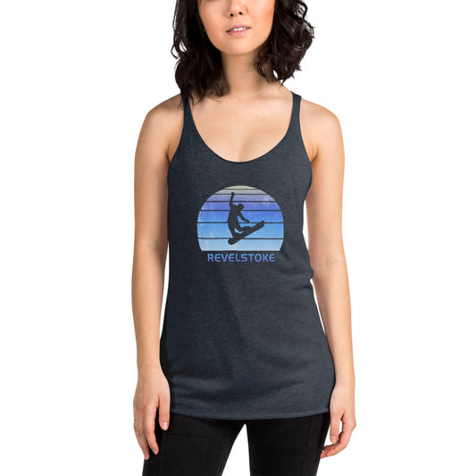 Retro Revelstoke Canada Snowboarding Fan Women's Racerback Tank Top