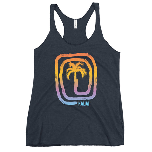 Cool Kauai Hawaii Beach Palm Tree Vacation Souvenir Women's Racerback Tank Top