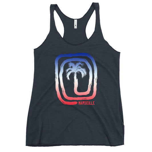 Cool Marseille France Flag Beach Palm Tree Vacation Souvenir Women's Racerback Tank Top