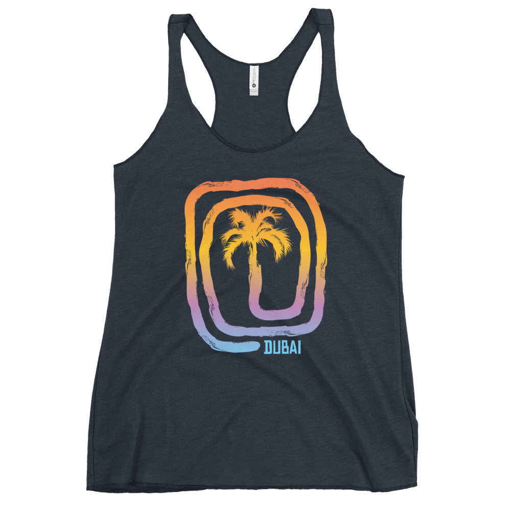 Cool Dubai UAE Palm Tree Souvenir Vacation Women's Racerback Tank Top