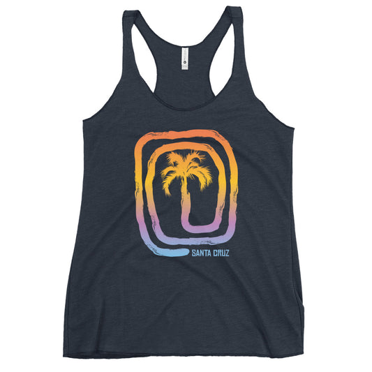 Cool Santa Cruz California Beach Palm Tree Vacation Souvenir Women's Racerback Tank Top