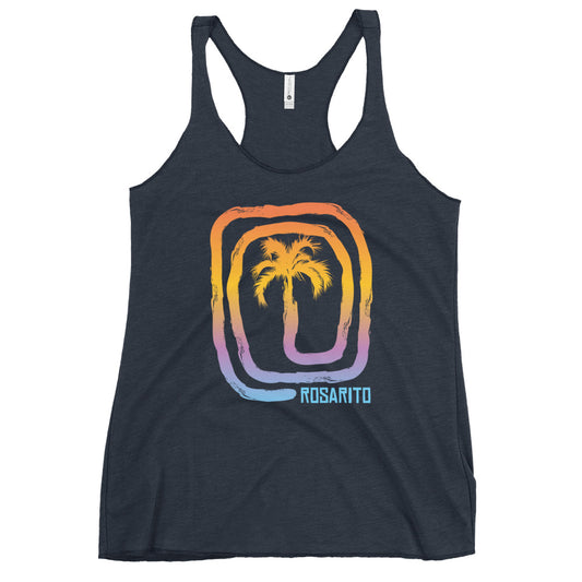 Cool Rosarito Mexico Palm Tree Souvenir Vacation Women's Racerback Tank Top