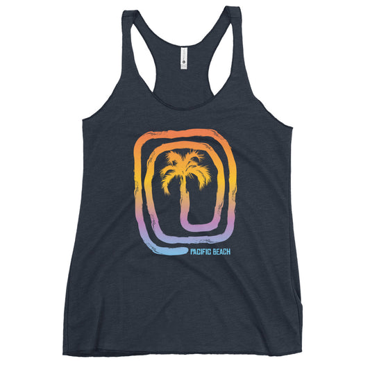 Cool Pacific Beach California Palm Tree Souvenir Vacation Women's Racerback Tank Top