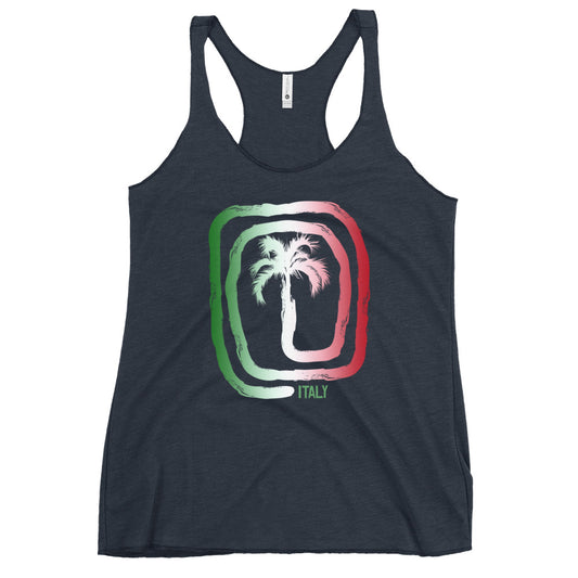 Cool Italy Flag Beach Palm Tree Vacation Souvenir Women's Racerback Tank Top