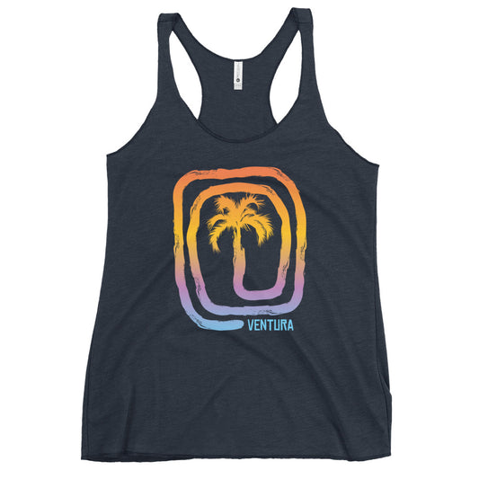 Cool Ventura California Palm Tree Souvenir Vacation Women's Racerback Tank Top