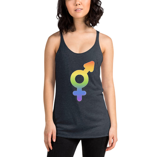 Transgender Symbol Pride LGBTQ Rainbow Women's Racerback Tank Top
