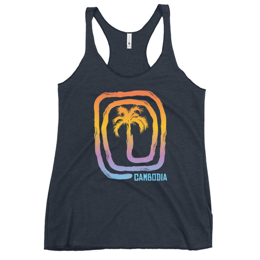 Cool Cambodia Palm Tree Souvenir Vacation Women's Racerback Tank Top