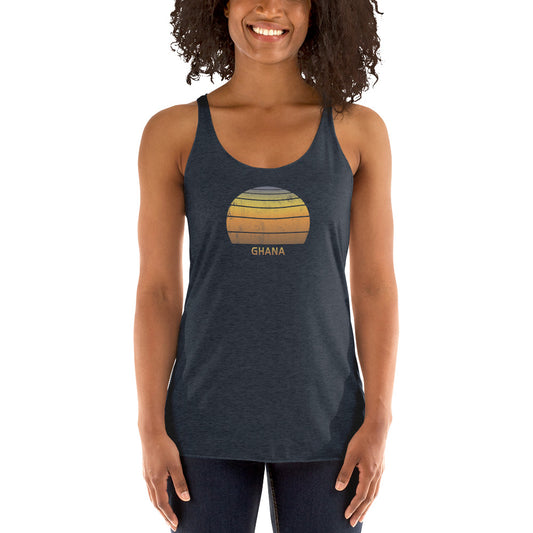 Retro Ghana Africa Women's Racerback Tank Top Vacation Souvenir Sunset Vintage