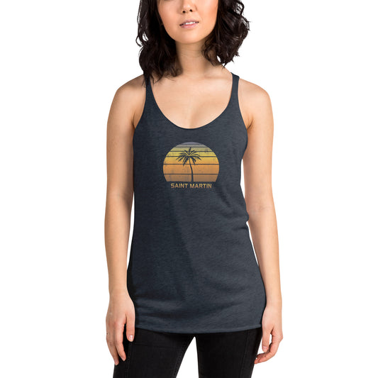 Vintage Saint Martin  Women's Racerback Tank Top Sunset