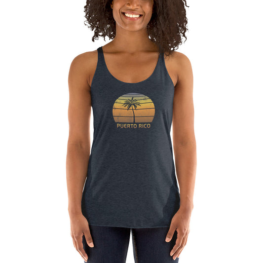 Vintage Puerto Rico  Women's Racerback Tank Top Sunset