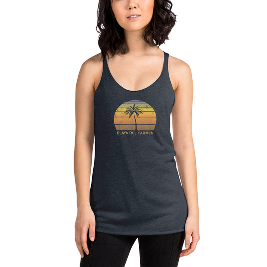 Vintage Playa Del Carmen Women's Racerback Tank Top Sunset