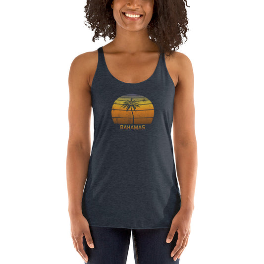 Vintage Bahamas  Souvenir Women's Racerback Tank Top Sunset