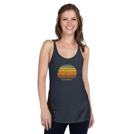 Retro Istanbul Turkey Women's Racerback Tank Top Vacation Souvenir Sunset Vintage