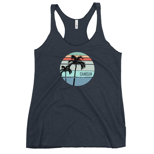 Cool Cancun Mexico Palm Tree Vacation Souvenir Women's Racerback Tank Top