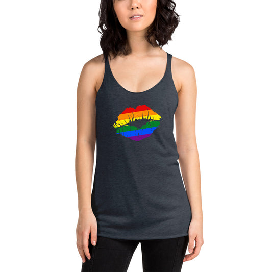Gay Pride Rainbow Flag LGBTQ Artistic Women's Racerback Tank Top