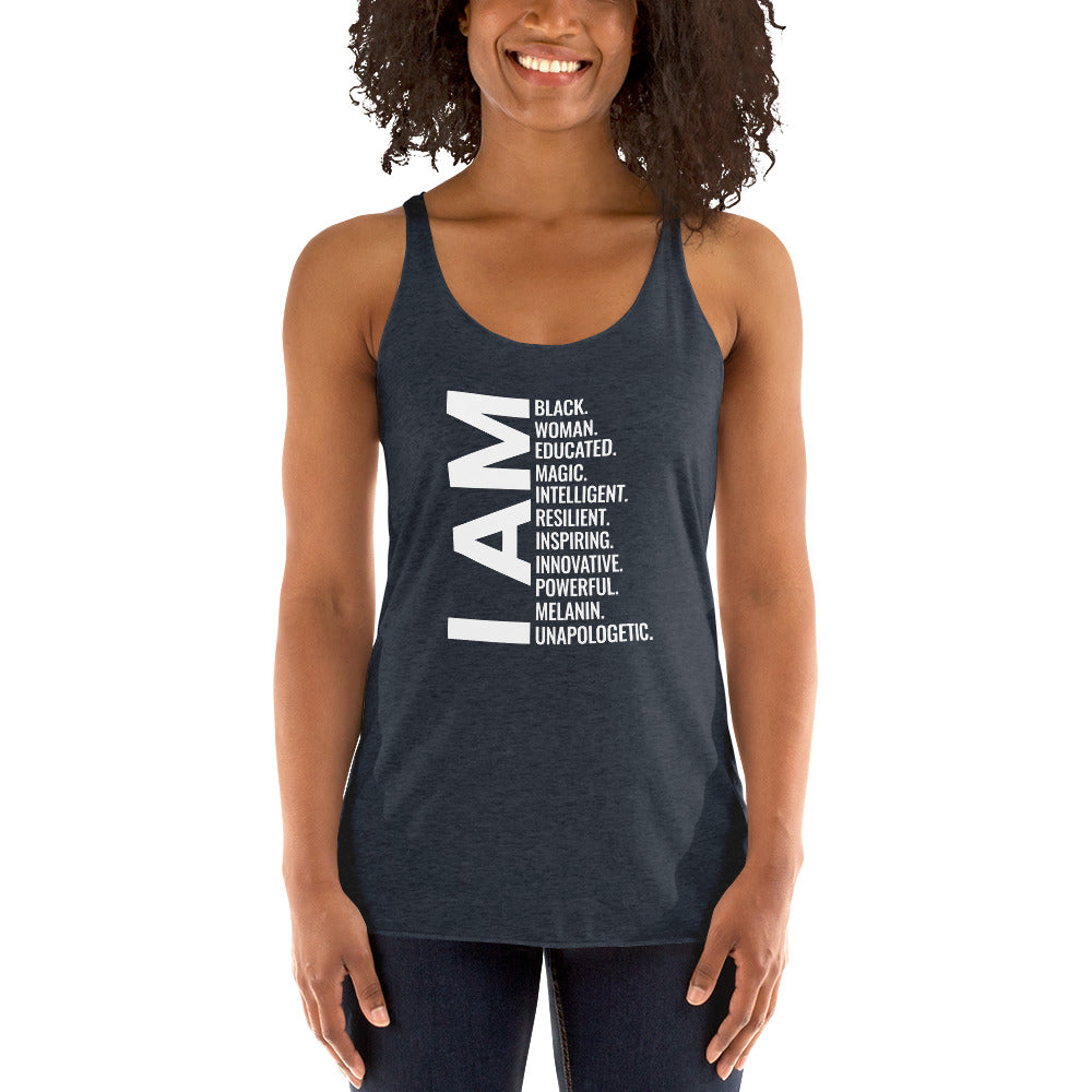 Black African American Pride Quote Women's Racerback Tank Top