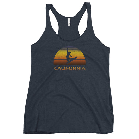 California Women's Racerback Tank Top Vintage Retro Snowboard Fan Ski Cool