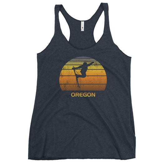 Retro Oregon Ski Fan Skier Sunset Women's Racerback Tank Top