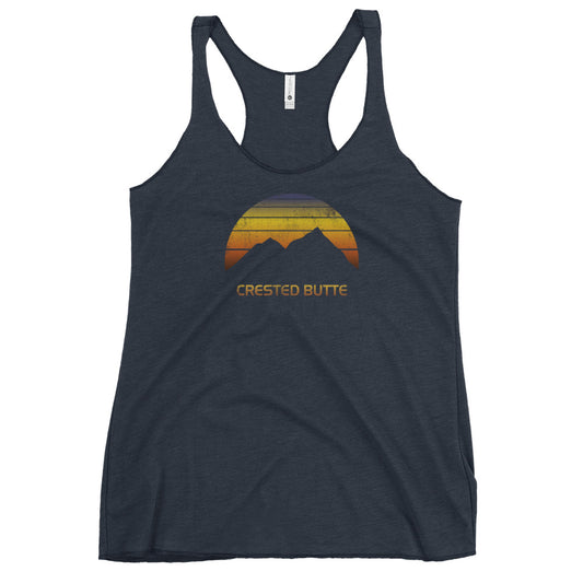 Retro Crested Butte Colorado Ski Snowboard Outdoors Fan Women's Racerback Tank Top