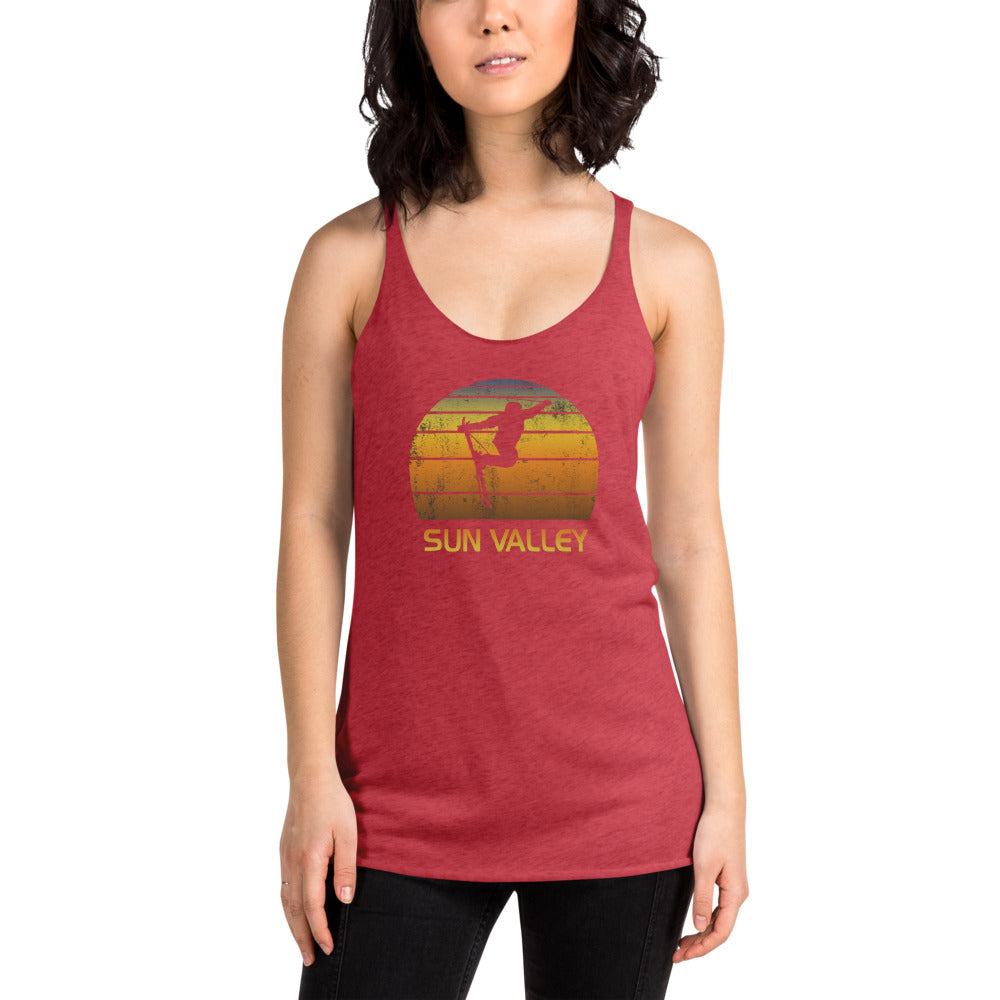 Cool Retro Sun Valley Idaho Skiing Ski Fan Women's Racerback Tank Top