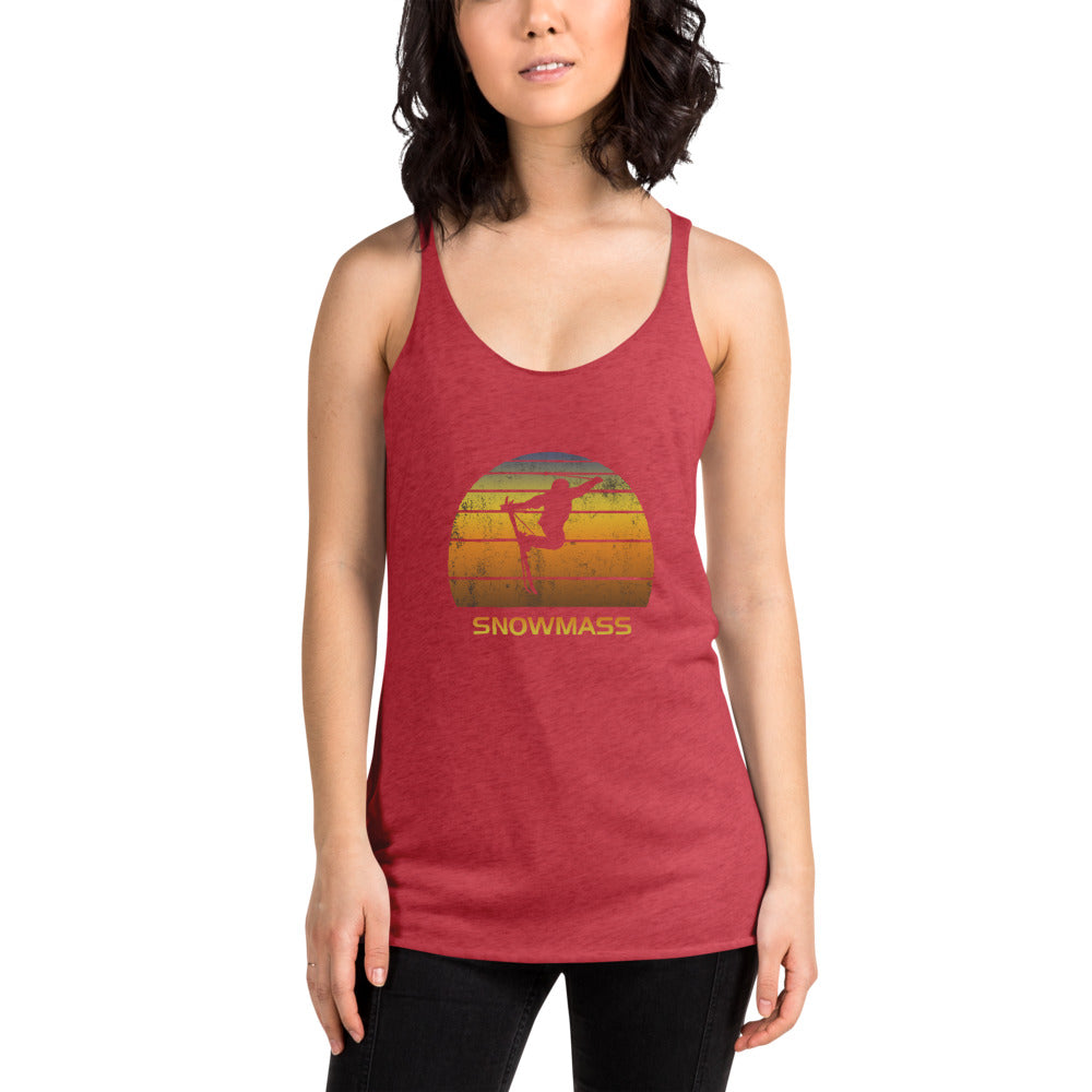 Cool Retro Snowmass Colorado Skiing Ski Fan Women's Racerback Tank Top