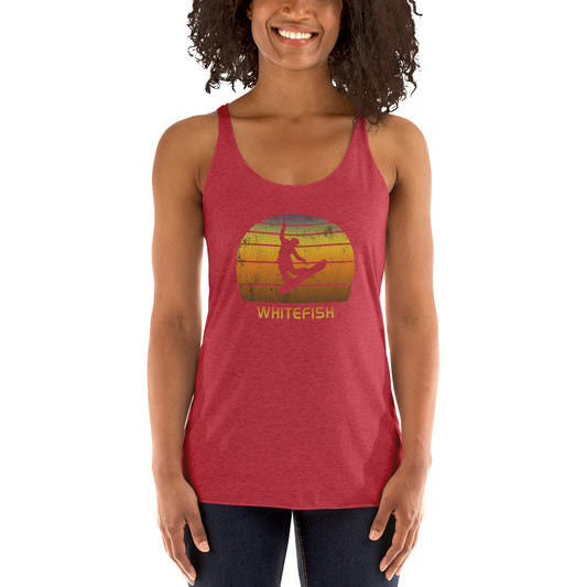 Retro Whitefish Montana Snowboarding Fan Women's Racerback Tank Top