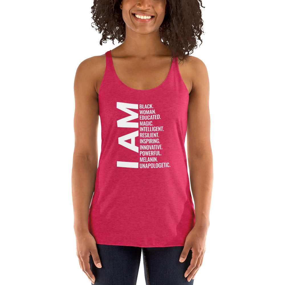 Black African American Pride Quote Women's Racerback Tank Top