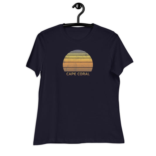 Women's Retro Cape Coral Florida Vacation Souvenir Sunset Vintage Relaxed T-Shirt