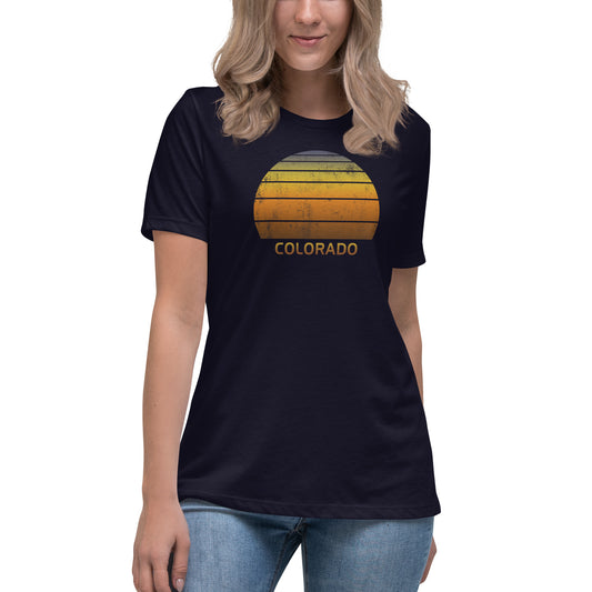 Women's Retro Colorado Sunset Vacation Souvenir Vintage Sunrise Relaxed T-Shirt