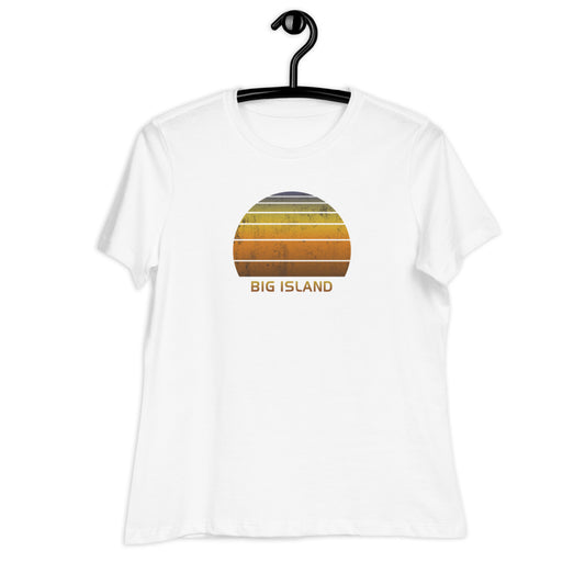 Women's Retro Big Island Hawaii Vacation Souvenir Sunset Vintage Relaxed T-Shirt