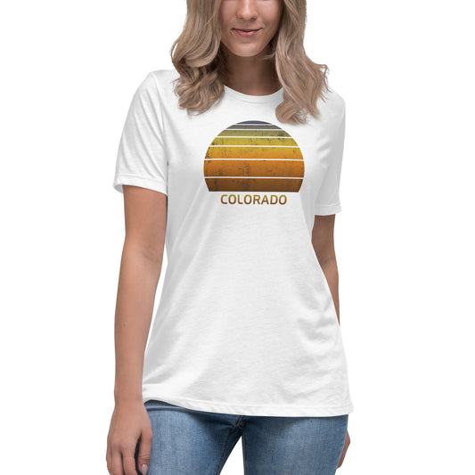 Women's Retro Colorado Sunset Vacation Souvenir Vintage Sunrise Relaxed T-Shirt