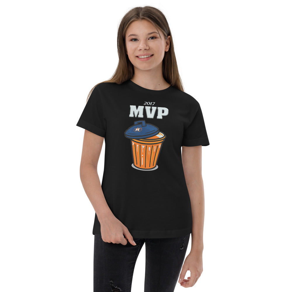 Anti Houston Baseball Funny Trash Can MVP Sarcastic Youth Jersey T-Shirt