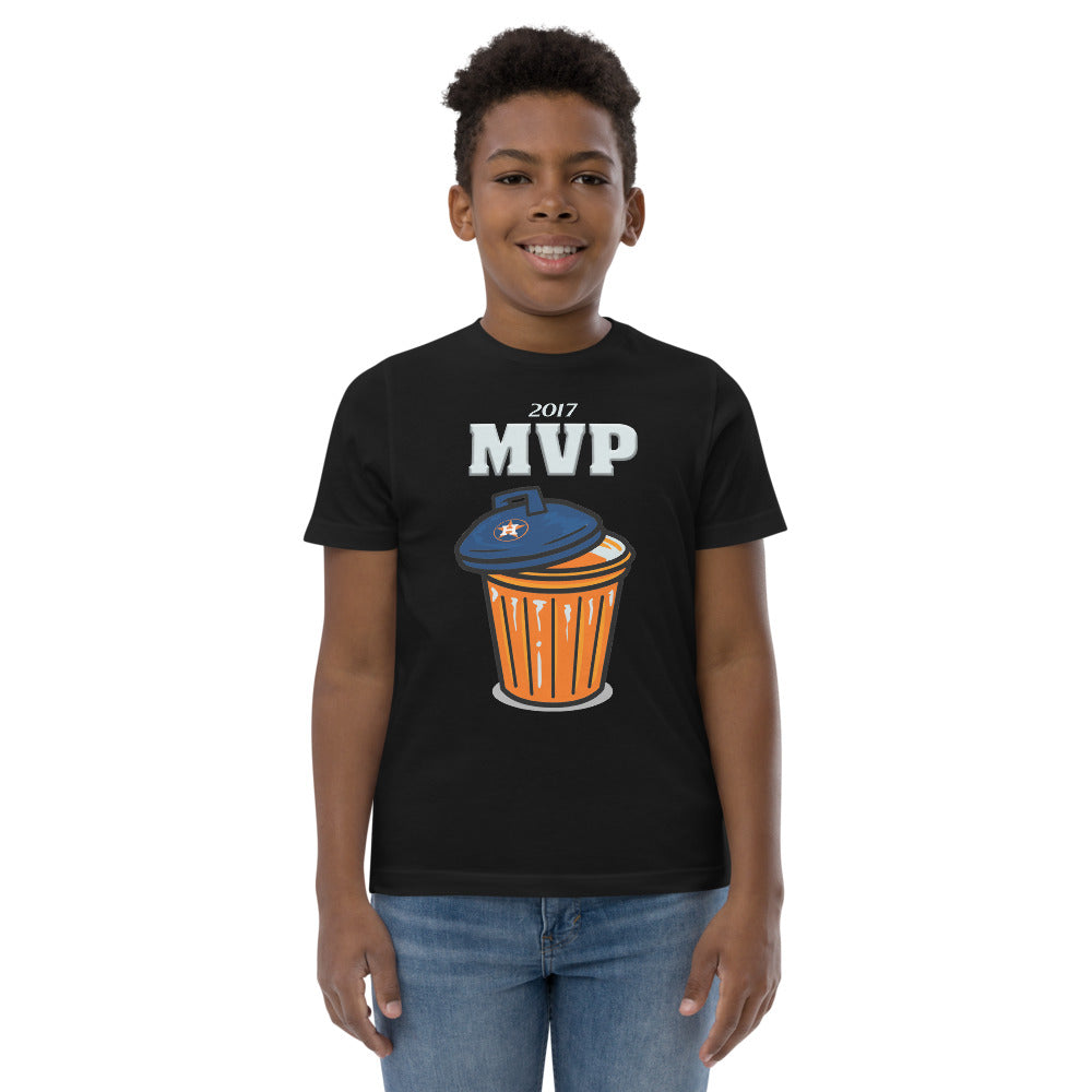 Anti Houston Baseball Funny Trash Can MVP Sarcastic Youth Jersey T-Shirt