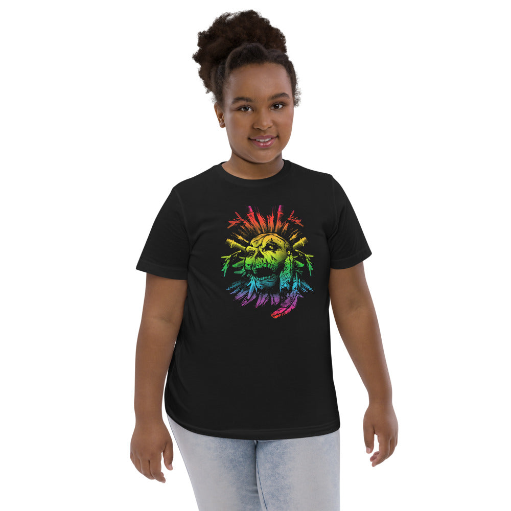 Cool Gay Pride Flag LGBTQ Skull Artistic Youth Jersey T-Shirt