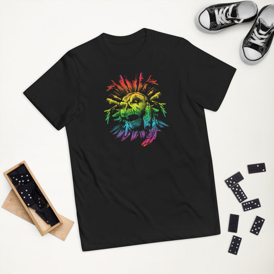 Cool Gay Pride Flag LGBTQ Skull Artistic Youth Jersey T-Shirt