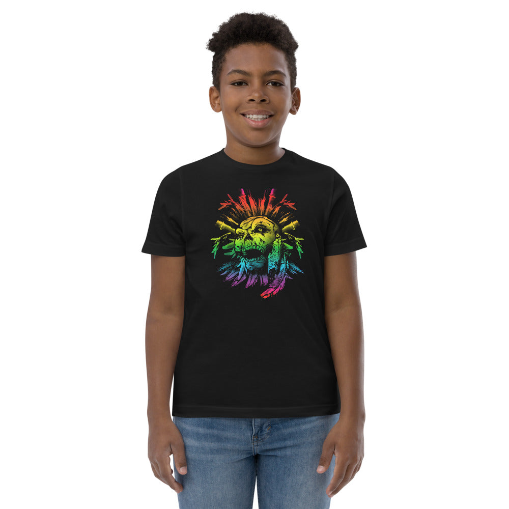 Cool Gay Pride Flag LGBTQ Skull Artistic Youth Jersey T-Shirt