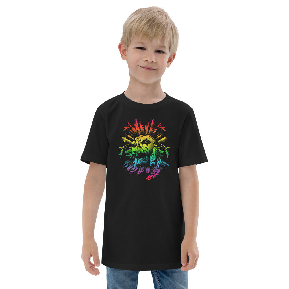 Cool Gay Pride Flag LGBTQ Skull Artistic Youth Jersey T-Shirt