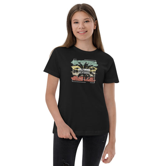 Cool Hollywood California Palm Tree Vacation Souvenir Youth Jersey T-Shirt