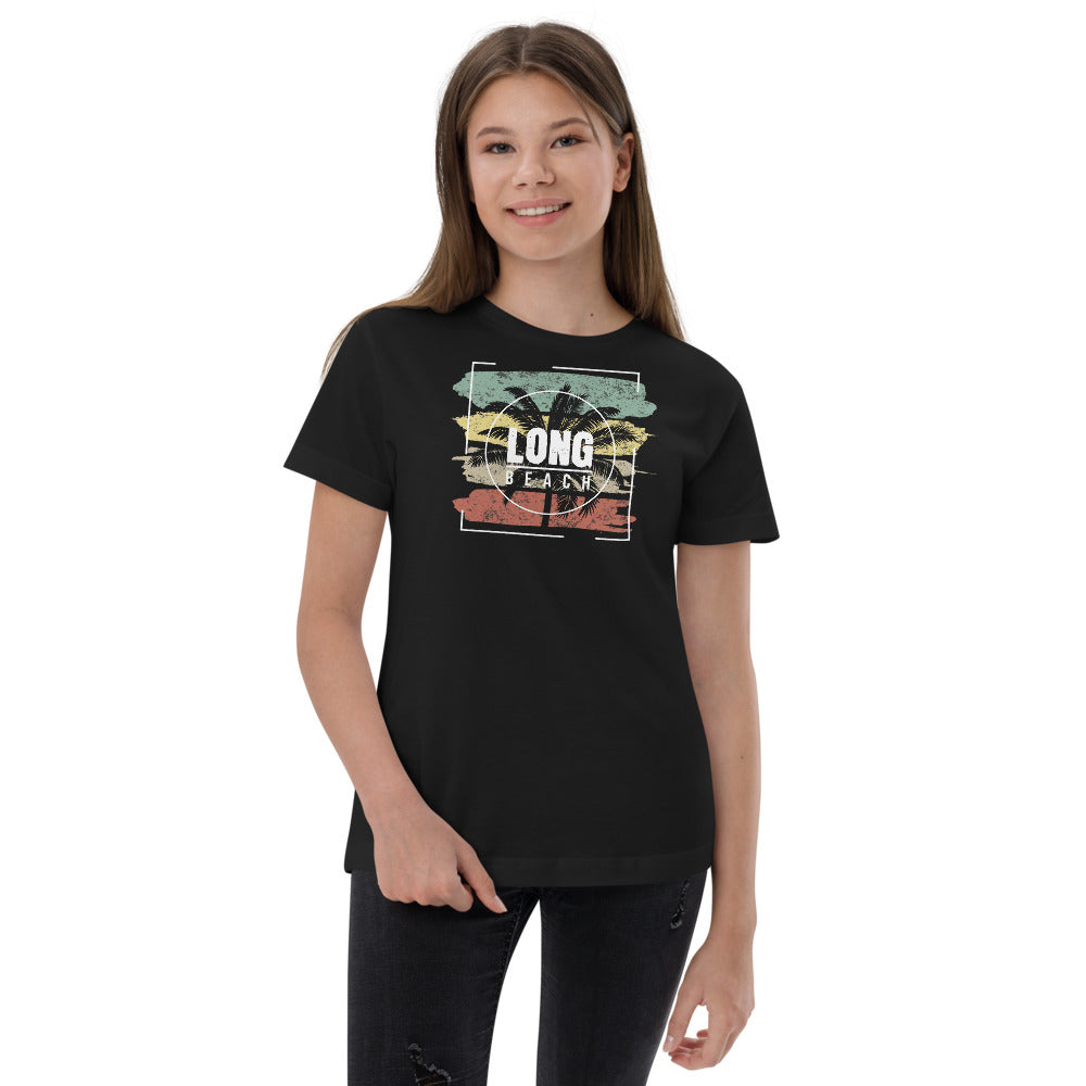 Cool Long Beach California Palm Tree Vacation Souvenir Youth Jersey T-Shirt