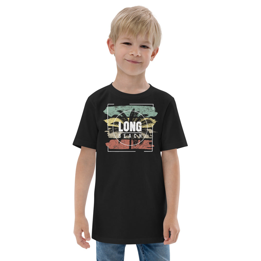 Cool Long Beach California Palm Tree Vacation Souvenir Youth Jersey T-Shirt