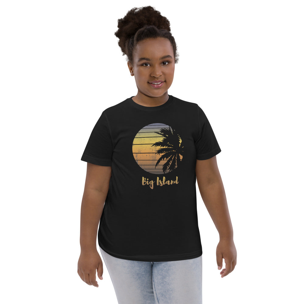 Retro Big Island Hawaii Beach Palm Tree Vacation Souvenir Youth Jersey T-Shirt