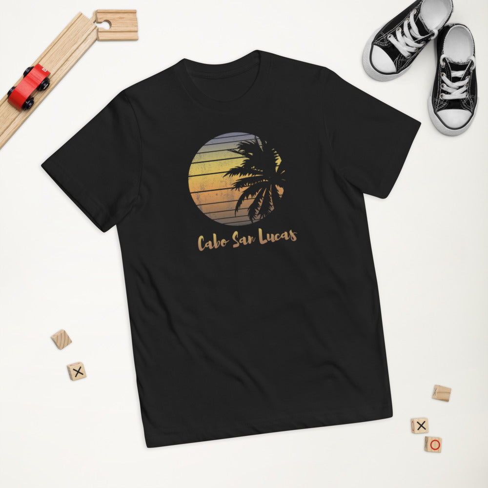 Retro Cabo San Lucas Mexico Beach Family Vacation Souvenir Palm Tree Youth Jersey T-Shirt