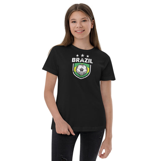 Retro Brazil Soccer Team Football Fan Country Brasil Brazilian Flag Youth Jersey T-Shirt
