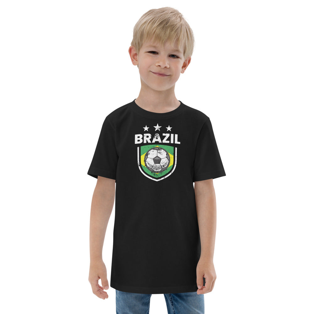 Retro Brazil Soccer Team Football Fan Country Brasil Brazilian Flag Youth Jersey T-Shirt