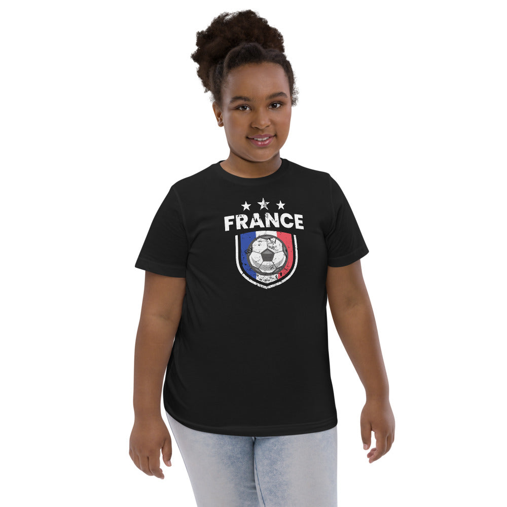 Retro France Soccer Team Football Fan Country French Flag Youth Jersey T-Shirt