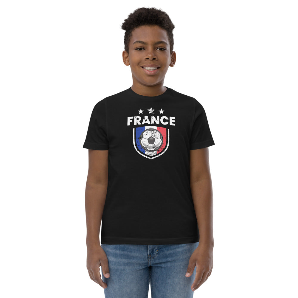 Retro France Soccer Team Football Fan Country French Flag Youth Jersey T-Shirt