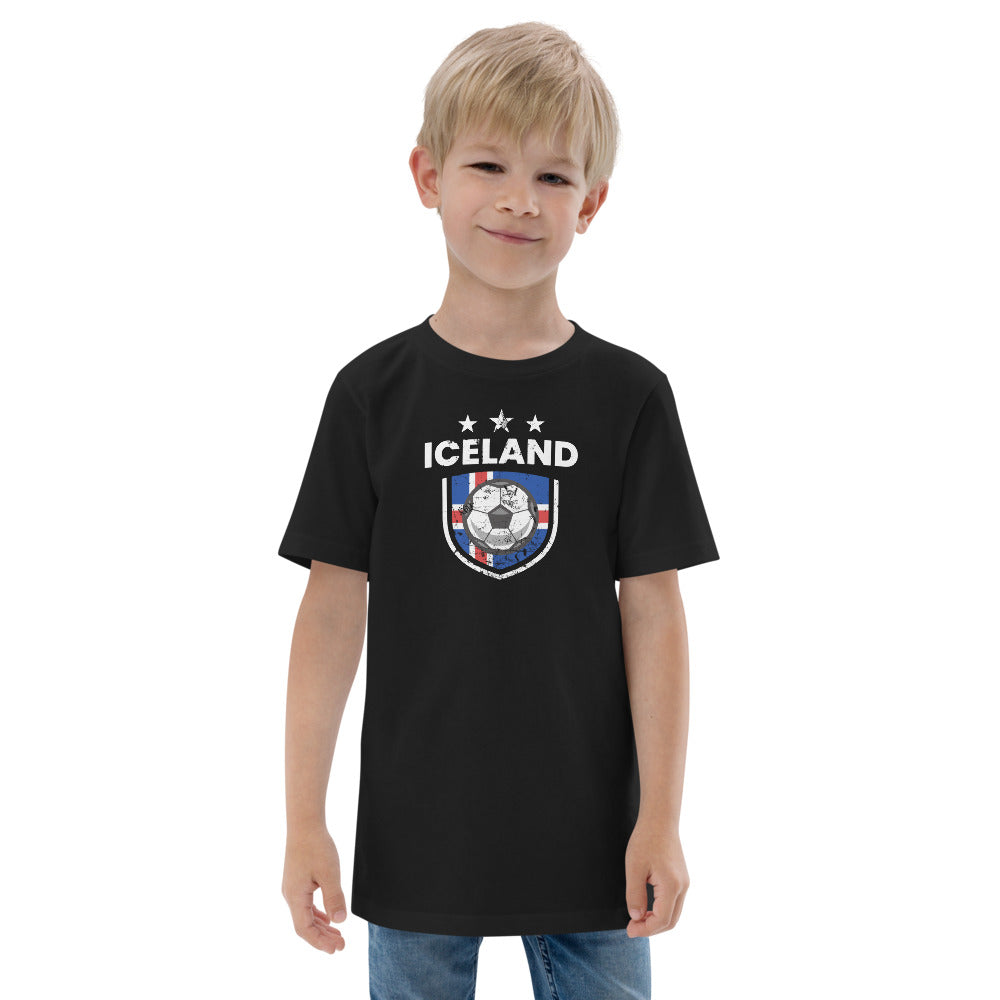 Retro Iceland Soccer Team Football Fan Country Icelandic Flag Youth Jersey T-Shirt