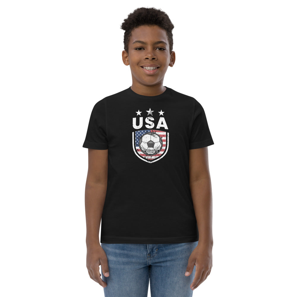 Retro USA Soccer Team Football Fan Country American Flag Youth Jersey T-Shirt